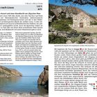 Titel: "Von Sougia nach Lissos". Wanderkarte mit Streckeninfos, Text und Foto einer byzantinischen Kapelle in einer felsigen Landschaft.