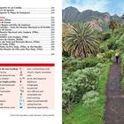 Text: "SYMBOLS" und "Symbols in the tour headings". Rechts ein grüner Wanderweg mit Palmen und Bergen im Hintergrund.