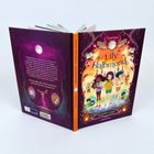 Buchtitel „Lily Halbmond“, bunte Cover-Illustration mit vier Kindern, einem Hasen und einem Waldhintergrund.