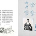 Rechts: Charakterstudien zu Sam und Marthas aus dem Lucky Kid-Album. Illustrationen mit verschiedenen Gesichtsausdrücken.
