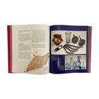 Linke Seite: Text über „Das Gräberfeld“ und eine historische Karte. Rechte Seite: Fotos von antiken Gefäßen und Werkzeugen.