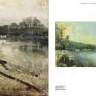 Text: "Paramnesie", "Mischtechnik auf Leinwand", "Indien Palolem 07", "2024, 200 x 300 cm". Links: sepia Landschaft, rechts: farbenfrohe Flusslandschaft.