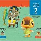 Sunday March 7 2027, Mothering Sunday (Ireland, UK). Happy Birthday C.J., Happy Birthday Molly. Zwei Cartoon-Tiere.
