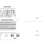 Zahlensalat mit Zahlen, historisches Rätsel mit vier Ereignissen, Datum: Dienstag 23 und Mittwoch 24 März.