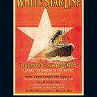 Werbebroschüre: "White Star Line", "Olympic" & "Titanic", größte Dampfer, 45.000 Tonnen. Abfahrten: Liverpool, New York, Boston.