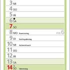 "FEBRUAR 2027" unter einem Foto von gelben Narzissen in einem Garten mit Bäumen im Hintergrund.