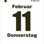 Februar 11, Donnerstag, 6. Woche. Halbmond-Symbol links oben.