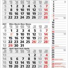 Ein Kalender zeigt Februar, März und April 2027 mit Wochentagen in mehreren Sprachen. Wichtige Tage sind rot markiert.