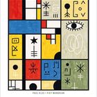 Beschriftung: "Katsushika Hokusai x Vincent van Gogh". Illustration: Wellen und Bäume in kräftigen Blau- und Grüntönen.