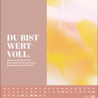 „Du bist wertvoll.“ Kalender für März 2027, sanfte Pastellfarben in Hintergrund.