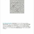 Texte: "Lösung: Am 4. Februar wurden geboren: Alfred Andersch, Dietrich Bonhoeffer, Johann Friedrich Böttger, Friedrich Ebert, Ludwig Erhard, Charles A. Lindbergh, Isabel Perón, Jacques Prévert, Eduard Zimmermann."

Illustration: Ein Gitterrätsel mit Zahlen und diagonalen Linien.
