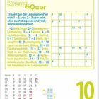"Kreuz & Quer. Tragen Sie die Lösungswörter von 1 – 2, von 2 – 3 usw. ein, also auch diagonal und rückwärts geschrieben."   
Kalender mit Kreuzworträtsel und Datum: Mittwoch, 10. März.
