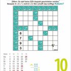 Kakuro-Rätsel mit Zahlen und Datum: Mittwoch, 10. März. Kalender mit Wochenansicht und Sonnenauf- und -untergangszeiten.
