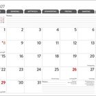 Kalender für März 2027 mit Wochenzahlen, Notizbereich und vorgedruckten Feiertagen wie Karfreitag am 26.