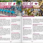"Best of Grün & Fair" und "Best of Low-Budget". Beschreibungen zu kostengünstigem Reisen und nachhaltigen Aktivitäten in Dublin.