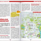 Karte von Weimar, nördliche Innenstadt, Sehenswürdigkeiten und Museen hervorgehoben mit Texten und Erklärungen.