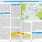 Text: Nieblaum, Föhr, Sightseeing, St. Johannis, Essen & Trinken, Altes Landhaus, Föhrer Teestube & Café, Café Kohstall, Samoins, Namen wie ein Wohnung, Shoppen.

Seite 58-59. Zwei Spalten mit Text, Karte rechts, blaue Überschriften, einige gelbe und rote Hervorhebungen.