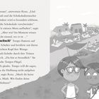 Text: Gespräche über die Rettung der Schokolade. Zeichnung: Kinder und Marktstände in einem aztekischen Dorf.