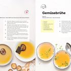 "Dashi und Gemüsebrühe Rezepte: Zutaten, Zubereitung und Garzeiten. Bilder von Suppen in Schalen, teils mit Löffeln."