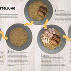 Links Rezepttext für "Shio-Ramen mit Huhn", rechts Schüssel mit Ramen, Ei, Pilzen und Nori auf einem Tuch.