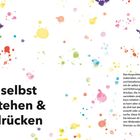 Teil eins: Sich selbst verstehen & ausdrücken. Farbige Tintenkleckse verteilen sich über die Oberfläche.