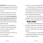Seite 6-7 eines Buches mit Text über ein Gerät namens "Alles-in-Einem-Haustier-Pflege-Nator" und viele Seifenblasen.