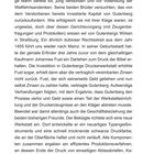 Text darüber, wie ein Rechtsstreit von Gutenberg das Drucken revolutionierte. Innovationen führten zu günstigerem, schnelleren Druck. Nummer unten: 16.
