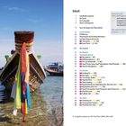 Inhalt: Fabelhafte Inselwelt, Autor, Fotografin, Meine Lieblingsorte. Boot mit bunten Tüchern am Bug im Wasser.