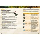 Links: Bauanleitung für Strukturen mit Tipps. Illustration eines Dinosauriers. Rechts: Tabelle über Baumaterialien.