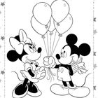 Zwei Mäuse stehen sich gegenüber. Die rechte hält Luftballons und ein Geschenk. Beide Figuren lächeln sich an.