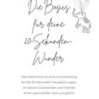 "Die Basics für deine 20-Sekunden-Wunder. Anleitung für Visualisierungen und Test. Illustration: Elefant mit Luftballons."