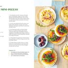 Zweierlei Mini-Pizzas: Rezept für 4 Personen, 15 Min. Zubereitungszeit. Zutaten und Zubereitungsschritte für weiße und rote Beläge.