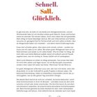Vorwort: Schnell. Satt. Glücklich. Danach folgt ein Text über Essensrituale und die Wichtigkeit bewusster Ernährung im Alltag.