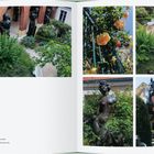 Seite 89 zeigt einen Garten mit Statuen und Pflanzen, inklusive einer Skulptur "Die Frucht" und eines Bronzepferds.