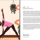 Text: "Balance. Breathe. breathe magazine.com"

Illustration zeigt eine Person, die Yoga praktiziert, in einer hellen Umgebung mit Hängepflanzen.