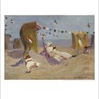 Gemälde von Max Liebermann mit Strandmotiv und Figuren in entspannter Pose. Unten sind Kalenderdaten von 1 bis 31.