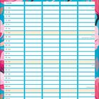 Kalendertabelle März mit Wochentagen und Feiertagen wie "Internationaler Frauentag". Buntes Blumenmuster.