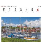 Kalender mit Datum vom 31. Mai bis 6. Juni. Bild: Hafen von Flensburg mit Segelbooten, Marienkirche und Altem Gymnasium.