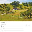 "Mai/Juni, 22. Woche. Auf den Juni kommt es an, ob die Ernte soll bestehen." Ländliche Szene mit Fachwerkhaus.