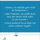 „Mama, ich möchte gern noch ein Brüderchen.“ „Aber Fritzchen, du weißt doch, dass der Storch nicht mehr zu uns kommt.“ „Dann probierst du es eben mit einem anderen Vogel!“ Unten steht: "4 März · Donnerstag" mit einem lachenden Gesicht.