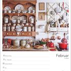 Februar: Rosenmontag 8, Fastnacht 9, Aschermittwoch 10, Valentinstag 14. Rustikale Küche mit Holzmöbeln und Geschirr.