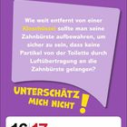 Wie weit entfernt von einer Kloschüssel... UNTERSCHÄTZ MICH NICHT! 16 Samstag, 17 Sonntag, Januar. Lila Hintergrund.