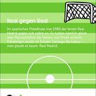Text: "Real gegen Real. Im spanischen Pokalfinale trat 1980 der Verein Real Madrid gegen sich selbst an..." Illustration eines Fußballfelds.