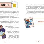 Kapitel 1B, Agent Stitch in gelber Leiste. Bild zeigt Stich als Detektiv, mit Lupe und Deerstalker-Hut.