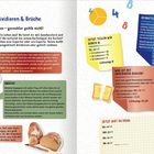 "Dividieren & Brüche", "Jetzt teilen wir durch 8", "Brüche begegnen dir jeden Tag", 
"Was ist mit ungeraden Zahlen?", Bilder von Kuchen, Brot.