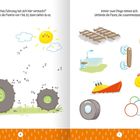 Links: Punkt-zu-Punkt-Aufgabe mit Sonne und Wolken. Rechts: Reim-Aufgabe mit Bildern wie Eisenbahn, Schiff und Badewanne.