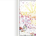 Zahlen in bunten Kreisen, Darstellung eines Sonnenaufgangs mit Farben von Gelb bis Violett, wie in einem Malkunst-Puzzle.