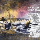 Illustration: Oben "EDGAR ALLAN POE" und "EIN TRAUM IN EINEM TRAUM (1849)". Unten poetischer Text. Mann in Sanduhr am Meer.