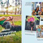 "Meine Lieblingsplätze auf Mallorca" steht groß geschrieben. Zu sehen sind Menschen in entspannten und fröhlichen Situationen.