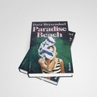 Covertext: "Dara Brexendorf - Paradise Beach - Roman". Gemälde: Person mit blau-weiß gestreiftem Tuch, grüner Hintergrund.